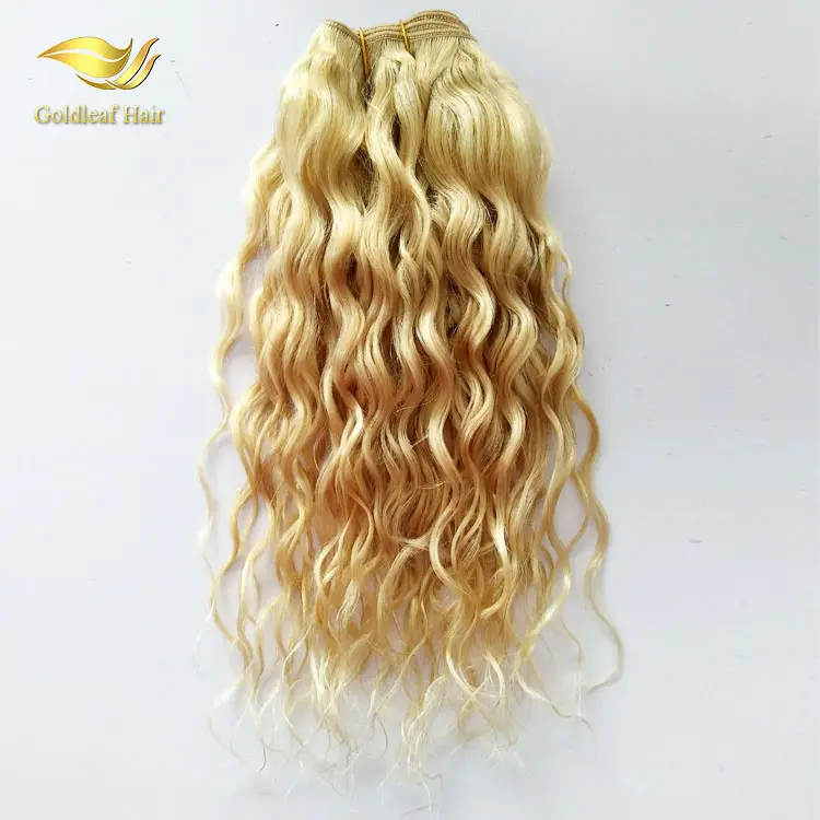 Felgekleurde Krullend Hair Extensions Blonde Kinky Curly Remy Inslag Haar 100% Maagd Braziliaanse Krullend Blond Haar