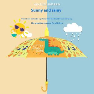 Parapluies pour enfants de dessin animé pour garçons et filles de 4 à 12 ans, pare-soleil à double usage à long manche, parapluie en gros à revêtement noir - Product Image 2