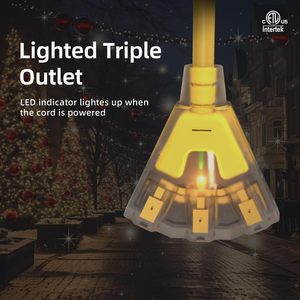 12ft 12 Máy Đo Nhiệm Vụ Nặng Nề Trong Nhà/Ngoài Trời Mở Rộng Dây Không Thấm Nước 3-Thắp Sáng End Sjtw 15A 1875W 3-Prong Vàng Linh Hoạt Điện - Product Image 2