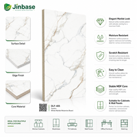 Panneau MDF mélaminé Jinbase moderne E0 en marbre blanc, surface haute brillance, qualité supérieure, usage intérieur, imperméable, ignifuge DLF-405