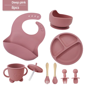 Ensemble d'ustensiles essentiels à ventouse avec bavoir et couvercle de gobelet pour plus de 6 <span class=keywords><strong>mois</strong></span> - Product Image 4