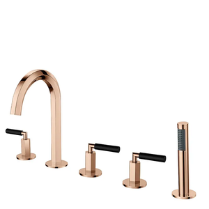 HOMEDEC Robinet de baignoire et de douche moderne en laiton poli à 5 trous avec double poignée et pulvérisation céramique HD-BF15, construction en laiton de haute qualité - Product Image 4
