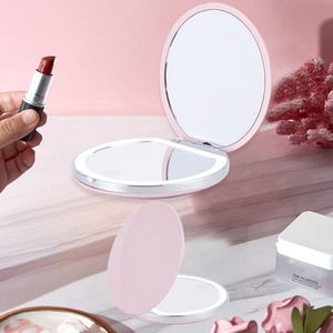 Miroir de maquillage LED à étiquette privée, 3 couleurs, miroir cosmétique disponible, miroir LED rond rechargeable - Product Image 3