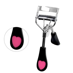 Nhãn Hiệu Riêng Đào Tim Xử Lý Carbon Thép Trang Điểm Lông Mi Nhíp Công Cụ Phụ Nữ Đen Eyelash Curler