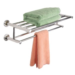 Porte-serviettes mural moderne pour hôtel en acier inoxydable, barre simple, finition polie miroir, résistant à la rouille - Product Image 1