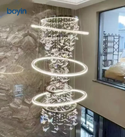 Lustre d'escalier personnalisé en cristal, suspension LED moderne de luxe pour escalier duplex