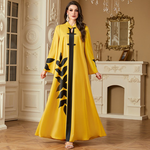 2025 été Collection femmes 4223 élégant ample décontracté robe de soirée nouvelle à manches longues musulman <span class=keywords><strong>Abaya</strong></span> en Polyester antistatique - Product Image 6