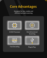 Lecteur de codes-barres de bureau 2D, lecteur de codes QR omnidirectionnel, plateforme de numérisation filaire USB mains libres pour supermarchés et commerces de détail