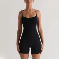 Hochwertiger Gestrickter Slim-Fit Doppelschnur-Crossback Sport-Workout-Gym-Fitness Damen Einteiler Bodysuit Jumpsuit Yoga-Romper