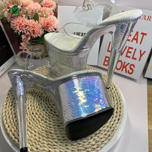 รองเท้าส้นสูงสำหรับผู้หญิงแบบใส คริสตัลใส ส้นสูง 15 ซม. 17 ซม. 20 ซม. แบบเปิดนิ้วเท้า รองเท้าส้นตึก เซ็กซี่ รองเท้าส้นสูงผู้หญิง - Product Image 5