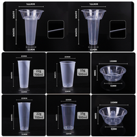 Lot de 40 gobelets à collation transparents en PP à paroi simple de 700 ml, gobelets à boisson en plastique à paroi épaisse moulés par injection de 500 ml, personnalisables avec logo pour la vente à emporter