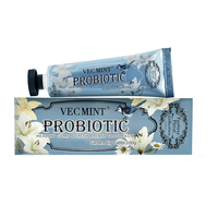 Dentifrice probiotique VECMINT 100g | Saveur de lys de jardin, gencives saines et haleine fraîche, Design floral vintage
