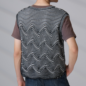 Chaleco de Golf Personalizado ODM 100% Algodón con Jacquard Ondulado, Cuello en V, Sin Mangas, Holgado, para Hombres y Niños - Product Image 6
