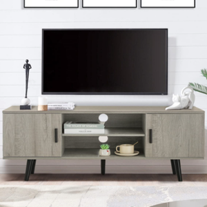 Nouveau <span class=keywords><strong>meuble</strong></span> <span class=keywords><strong>TV</strong></span> gris nordique en bois de conception industrielle moderne à 2 tiroirs et pieds en bois pour le salon - Product Image 3