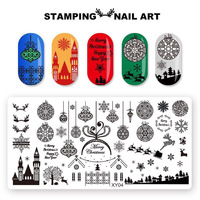Décoration d'ongles de Noël multi-motifs Estampage d'ongles Modèle personnalisé Artiste Manucure Kit métallique Plaques d'estampage d'ongles DIY