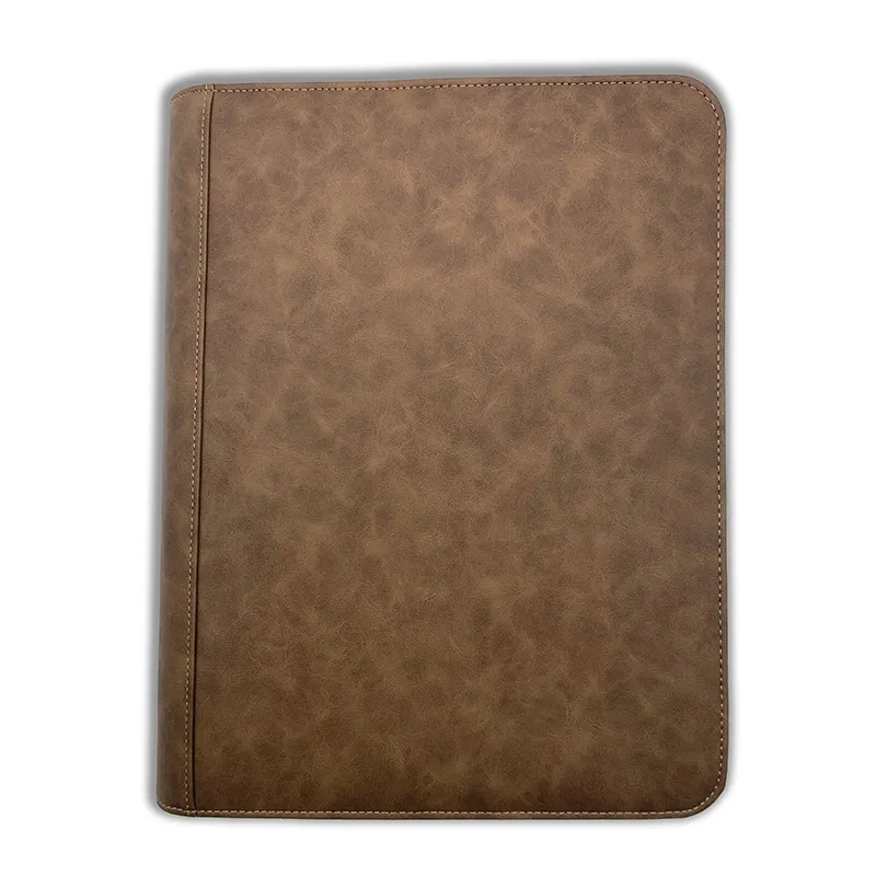 Nuova moda marrone pelle in pelle A4 portafoglio cartella Padfolio appunti conferenza firma cartella con calcolatrice