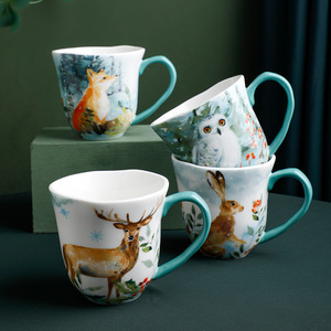 แก้วเซรามิคลายสัตว์ป่าแบบขายส่ง แก้วกาแฟสไตล์นอร์ดิก - Product Image 1