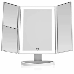 Espejo de Maquillaje con Luces LED Giratorias Ajustables, Pantalla Táctil, Doble Fuente de Alimentación, Espejo Cosmético de Sobremesa con Aumento - Product Image 1