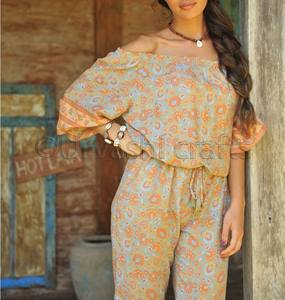 Mono largo estampado para mujer, ropa de playa con hombros descubiertos, pantalón largo para mujer 2020 - Product Image 2