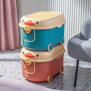 Large Plastic Toy <b>Storage</b> <b>Box</b> for Kids Room, Baby Clothes & Snack Organizer, Heavy-Duty Stackable <b>Storage</b> Bin with Lid - Product Image 4