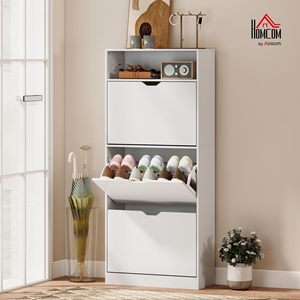 SENYU Meuble à chaussures autoportant moderne avec 2 tiroirs, rangement gain de place pour entrée, mobilier de maison, design minimaliste, blanc - Product Image 4