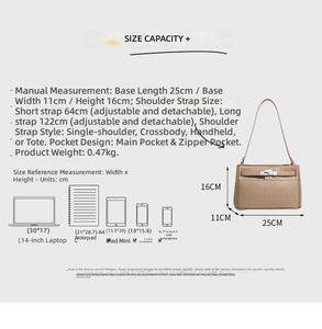 Sac à main pour femme en daim grainé litchi, design de niche, luxe léger, sensation premium, sac à bandoulière classique pour femme - Product Image 5