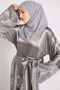 Abaya Musulmana LEDUO Elegante y Lujosa con Bordado Floral y Cinturón para Mujer, Estilo Dubái - Product Image 3