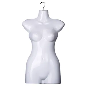 หุ่นพลาสติกสีขาวมีตะขอโลหะรูปร่างแบบห้อยลำตัวสำหรับผู้หญิงโมเดลพลาสติกสีขาวมีตะขอโลหะ