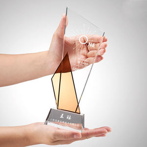 छोटे पुल का नया आगमन खाली क्रिस्टल ट्रॉफी पुरस्कार प्रशिक्षण और टीम निर्माण के लिए कस्टम लोगो सस्ता पट्टिका - Product Image 3