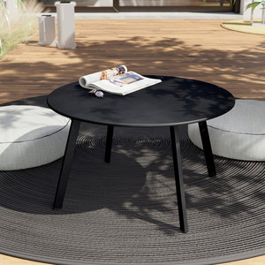 Mesa de centro redonda moderna de madera para exteriores, mesa de bistró para patio – Negra al mejor precio al por mayor - Product Image 5