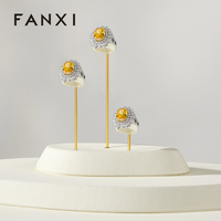 Ensemble de présentoirs à bagues FANXI beige, support multi-bagues avec plateau de base pour comptoir de vente au détail