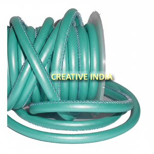 Wholesale Stitched Leather Cords Metallic Color Green Size 5mm 6mm 7mm 8mm Nappa Leather Soft Leather Rope - Product Image 1