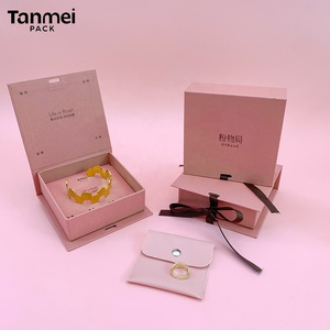 Custom Eco Pink Book Shape Paper Gift Packaging Jewellery <strong>Box</strong> with Ribbon - Product Image 2