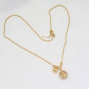 NZ1706 Colgante redondo chapado en oro de 18k con retrato del Doctor San José Gregorio Hernández, Joyería con retrato, Collar con cadena - Product Image 2