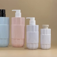 Nouveau vide 300ml 500ml 800ml rose mat PET plastique Lotion shampooing pompe bouteille emballage cosmétique
