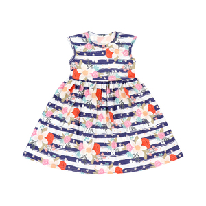 BQA-188 Vestido de Verano para Bebés y Niñas Pequeñas con Estampado Floral y Rayas - Product Image 4