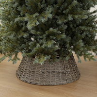 Sapin de Noël artificiel pré-éclairé avec jupe en osier, sapin de pin réaliste floqué pour décoration intérieure de Noël
