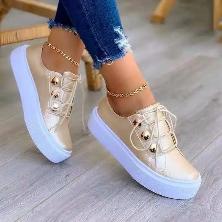 2022 spring Women casual Ladies Sneakers Leather Shoes Outdoor walking Platform Flats Shoes for Women