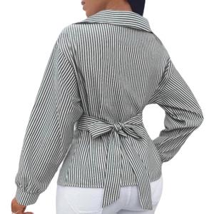 Neu eingetroffen: Modische gestreifte Langarmbluse für Damen, grenzüberschreitender Hit - Product Image 6
