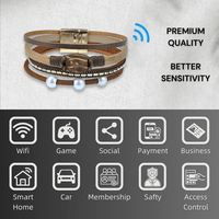 Nouveau RFID NFC NTAG216 Bracelet Coquille De Noix De Coco En Cuir Chaîne Boucle Magnétique Contrôle D'accès Tag Personnalisation Disponible Étanche