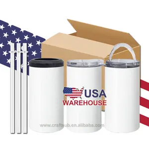 OEM 16oz Double-wall Stainless Steel Vacuum Insulated Vinyl Gift Open Lid Blank Sublimation Beer Can Cooler with Custom Logo