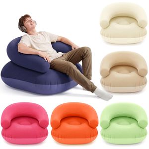 Leisure <b>Inflatable</b> Lazy <b>Sofa</b> Flocking U-Shaped Design Outdoor Indoor Use PVC Material PP Cotton Filling Portable Single <b>Sofa</b> - Product Image 1