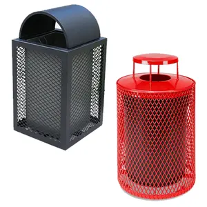 Outdoor Commercial Metal Waste Container Garbage Bin Outside Public Thermoplastic Steel Recycle Dustbin Street Park Trash Can