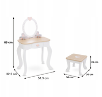 Ensemble de vanité pour enfants table et chaise vanité avec miroir comprenant plusieurs accessoires de maquillage coiffeuse de maquillage avec rangement