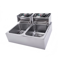 Friteuse professionnelle à gaz double cuve – Équipement de cuisine de comptoir en acier inoxydable