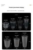 Gobelet jetable en PP de calibre 90 pour thé au lait et café, en forme de U, transparent, pour boissons froides et chaudes, en plastique, pour vente à emporter, modèle tendance