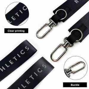 High End Custom Nylon Wrist Strap Lanyard Jacquard Printed Logo Metal Hook Short Keychain - Product Image 3