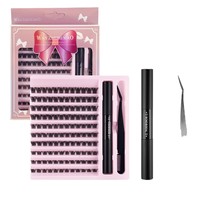 Kit d'extension de cils 3D en grappe DIY, boîte de luxe faite à la main, logo personnalisé, cils individuels synthétiques effet wispy
