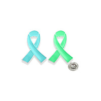 Broche en métal rose et noire avec ruban, pour la sensibilisation au cancer du sein, accessoire de corsage, avec estampage et sérigraphie