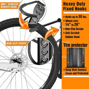 2 jeux de crochets muraux pour bicyclette avec protection pour garage et présentoir à vélo. - Product Image 6